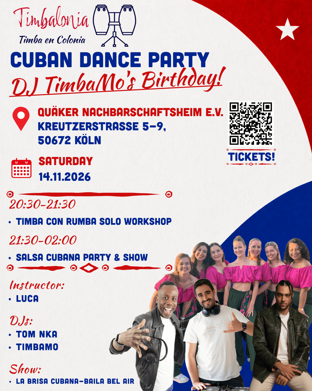 Flyer for DJ TimbaMo’s Birthday Edition at Timbalonia on 14 November 2026